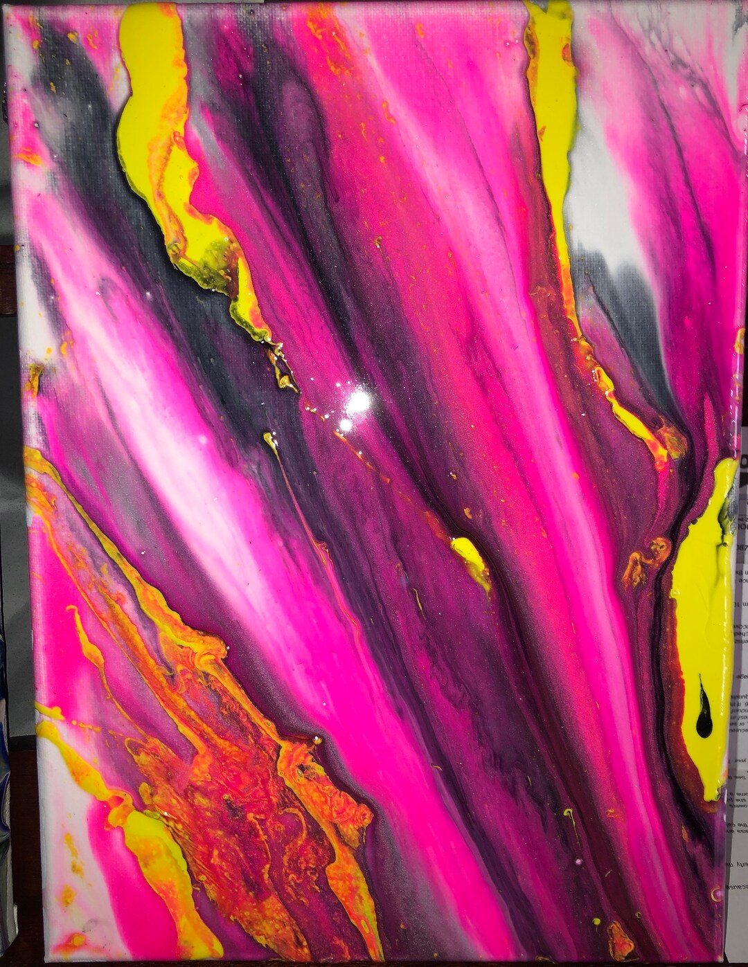 Hot Pink Resin Painting Etsy