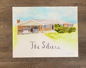 Custom House Portrait – House Warming Gift – Realtor Closing Gift - Watercolor Painting