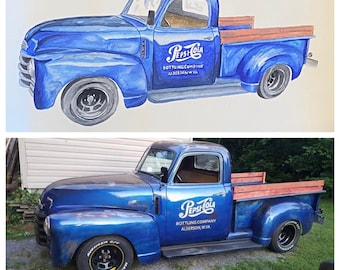 Custom Truck or Car - Car Portrait - Father's Day - Mother's Day - Watercolor Painting