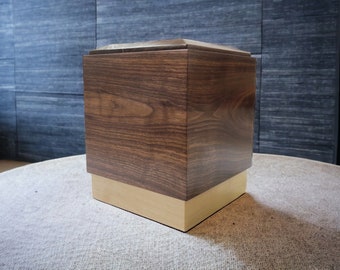 Handmade Walnut & Maple Wooden Urn: Personalized Memorial Keepsake