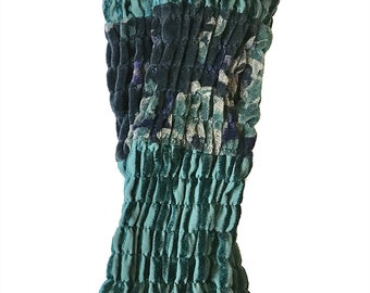 Squiggle Velvet Cuffs Teal, Arm Warmers, Winter Gloves