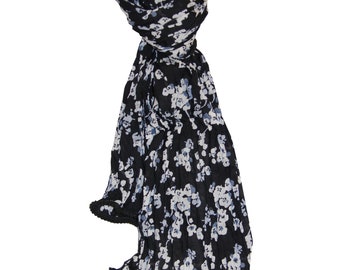 Cotton Voile Scarf Sakura Black