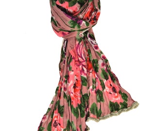 Cotton Voile Scarf Tea Rose