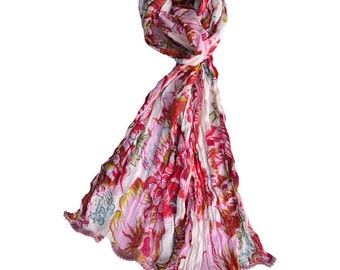 Cotton Voile Scarf Beni Pink