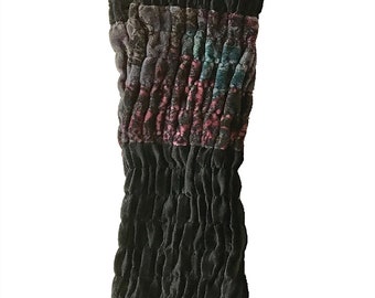 Squiggle Velvet Cuffs Black, Arm Warmers, Winter Gloves