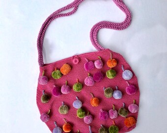 Cotton Purse Pompon Pink