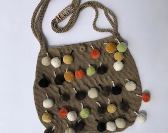 Cotton Purse Pompon Beige