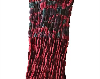 Squiggle Velvet Cuffs Red, Arm Warmers, Winter Gloves