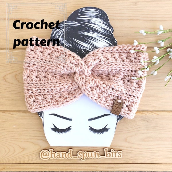 Crochet Ear Warmer Pattern With a Fun Twist, Turban Styled Headband, Lined Accessory for Her, Stars-A-Line Ear Warmer