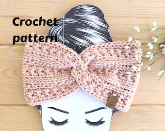 Crochet Ear Warmer Pattern With a Fun Twist, Turban Styled Headband, Lined Accessory for Her, Stars-A-Line Ear Warmer