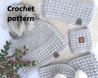 Crochet Pattern Bundle, Pebblestone Beanie Pattern Bundle, Crochet Hat Pattern Bundle, PDF, Crochet Bundle, Crochet Pattern Set