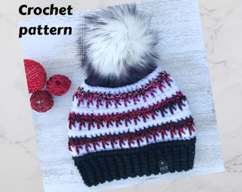 Crochet Beanie Pattern Using Worsted Weight Yarn, Women Teen Child Crochet Hat, Digital Hat Pattern, Fractured Glass Beanie Pattern | PDF