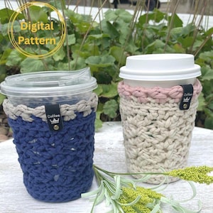 MODELLO COZY ALL&#39;UNCINETTO / Custodia per bevande / Copripiumino Tumble Blocks / Copripiumino da caffè all&#39;uncinetto / Modello per copripiumino da caffè / Bevanda fredda / Modello per copripiumino digitale