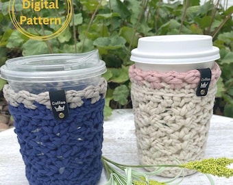 CROCHET COZY PATTERN | Drink Sleeve | Tumble Blocks Cozy | Crochet Coffee Cozy | Coffee Cozy Pattern | Cold Beverage | Digital Cozy Pattern