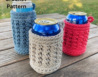 CROCHET COZY PATTERN, Crochet Can Cozy, Drink Sleeve, Skinny Can Cozy, Digital Pattern, Sticks 'n Stones Can Cozy