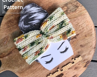 Crochet Ear Warmer Pattern Turban Style, Digital Pattern Download, Birch Ear Warmer Pattern