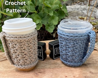 Gehäkelte Kaffeetasse Muster | Handgefertigte Heißgetränkehülle | Niedliche Kaltgetränkewärmer | Geschenk Unter 20 | Perk Up Gemütlich