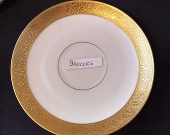 Vintage Royal Bavarian Hutschenreuther Selb Gold Encrusted Plate 11 Inch Dinner Plate Embossed Design 22KT Gold Charger Vintage Royal Bavarian Hutschenreuther Selb Gold Encrusted Plate 11 Inch Dinner Plate Embossed Design 22KT Gold Charger