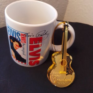Elvis Presley Mug and 3D Gold  Guitar Ornament