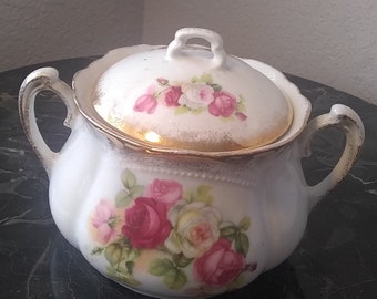 Altenburg approx 1920s Lipped Double Handle China Germany Collectible Lidded Vegetable Bowl