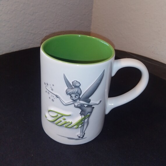 Disney Tinkerbell Coffee Mug Tink white background with lime Etsy