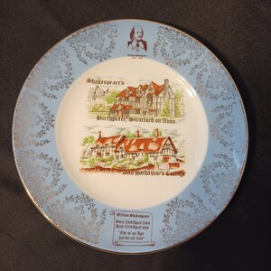 Shakespeare&#39;s gift shop Stafford upon Avon 8 inch souvenir porcelain plate