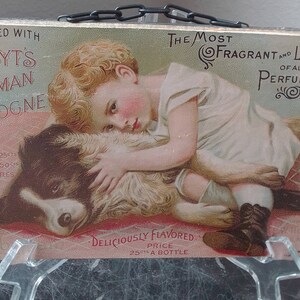 Nostalgic Plaque Vintage 1892 Hoyts German Cologne Wood Chromolithographic Printing Sign image 1