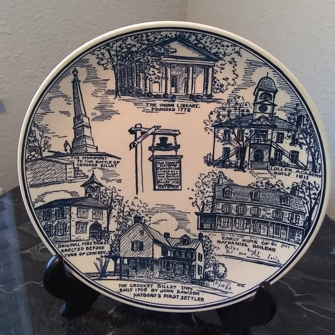 Hatboro Blue and White Commemorative Plate Etsy
