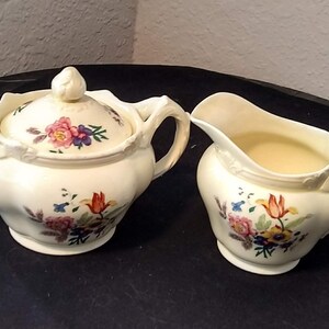 Grindley Turnstall England vintage 1900s Sugar Bowl Lidded and Creamer