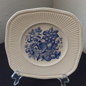 Blue Wedgwood Edme Wentworth- Square Plate- Rare blue square shape with scalloping