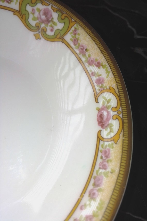 THEODORE HAVILAND FRANCE THE BELFORT 345A PINK ROSES GOLD BLUE DINNER PLATE 