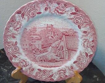 British Anchor England 1950s  English Country Scenes, Red Collectors Plate