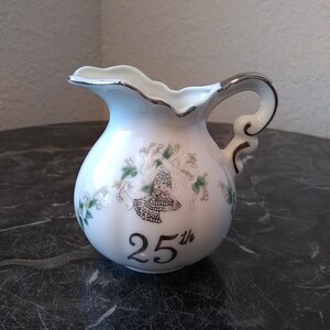 Lefton China Hand Painted 25th Anniversary Creamer