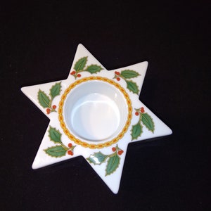 Hutschenreuther Germany Merry Christmas Star 6 sided tea light votive candle holder