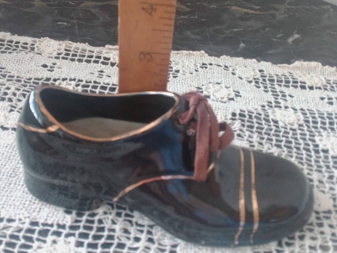 German 1930's Black Porcelain Men's Shoe With Gold - Etsy UK