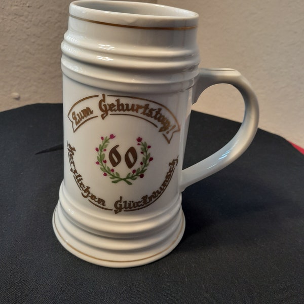 German Mug Congratulations 60th Birthday beer mug Zumgeburtstang congratulations  Herzlichen Glückwunsch 60 years vintage 1980