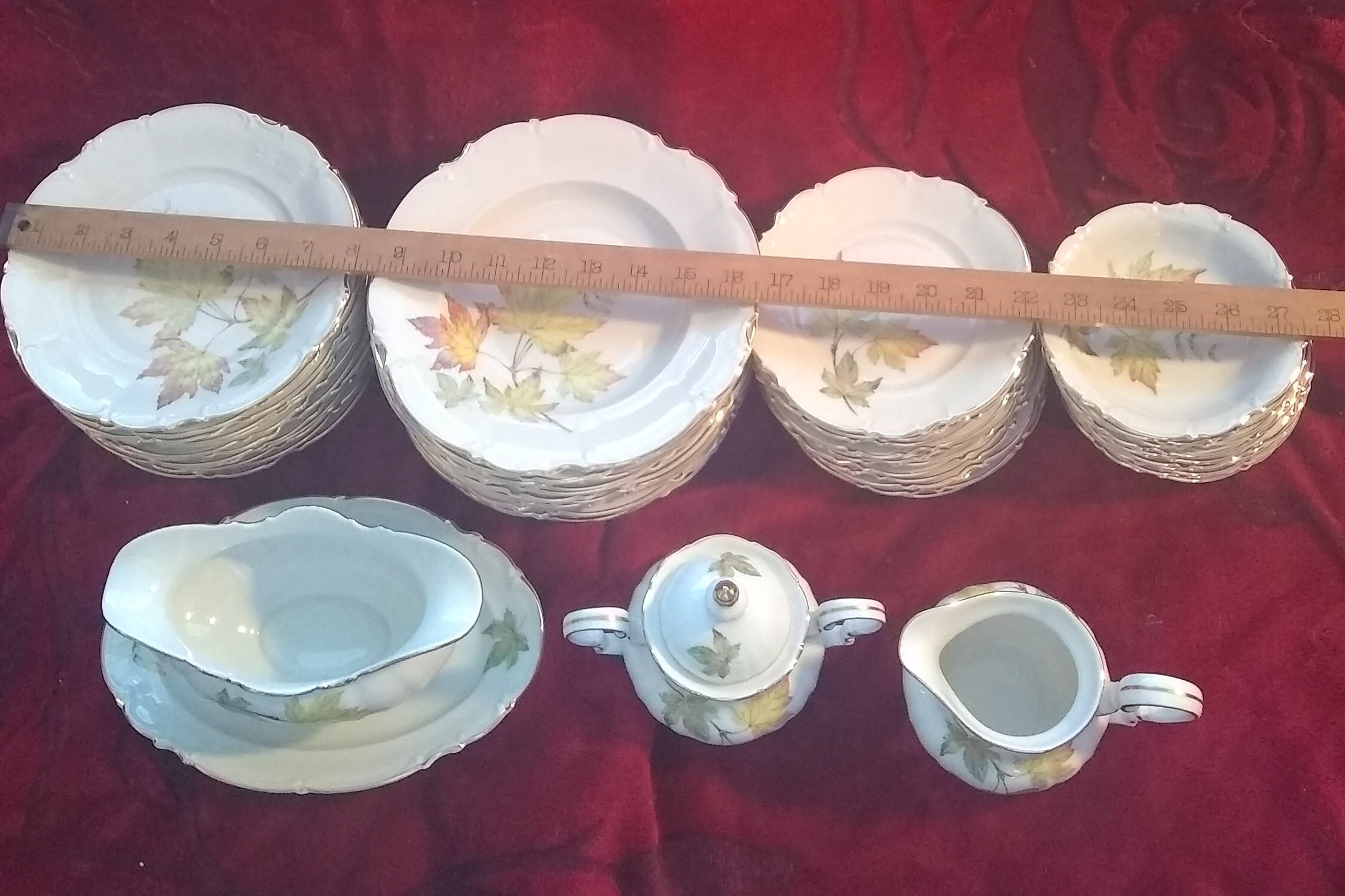 Hutschenreuther Selb LHS Bavaria Germany Autumn Leaves Pasco China 72 Piece Set Etsy