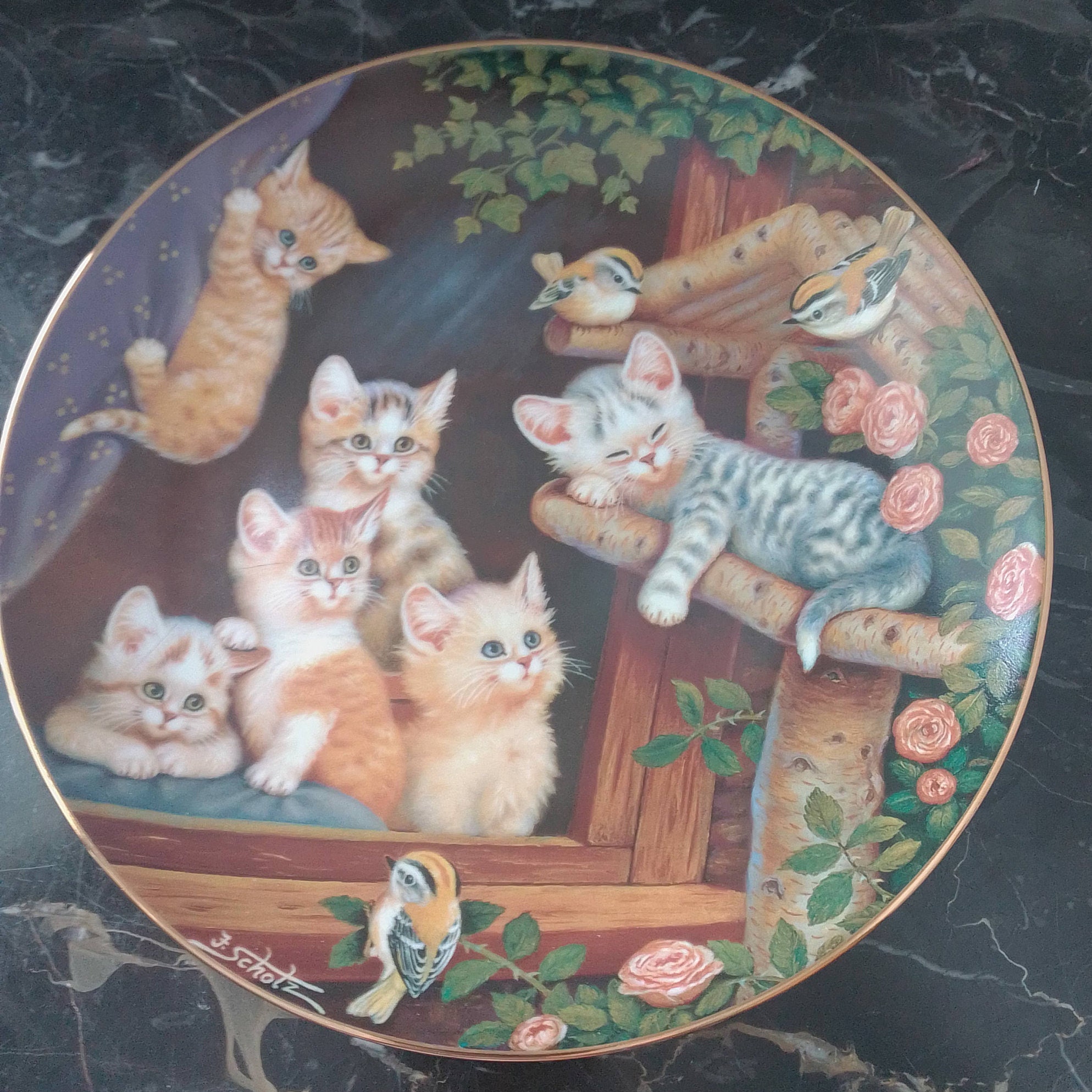 Jurgen Scholz Signed Frisky Felines Kitten Capers Bradex