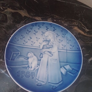 Barnets Dag 1989 Children&#39;s Day Bedtime Blue Bing & Grondahl Denmark plate