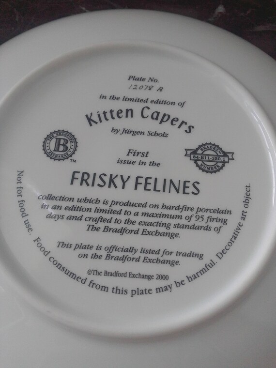 か*猫様 【正規品】フランス代表 サンプル品？ Jurgen Scholz Signed Frisky Felines Kitten Capers Bradex