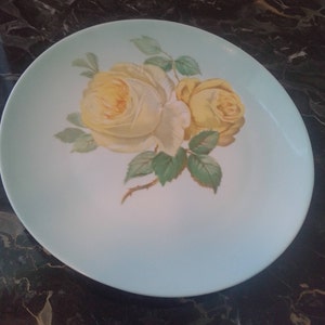 Antique 1930s Zeh Scherzer Z S & Co Bavaria Yellow Rose Porcelain Plate