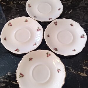Scattered Rose 1950&#39;s Bavaria West Germany 4 Teacup Saucers