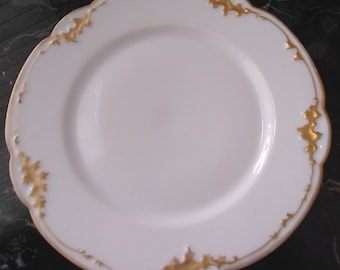 Antique 1891-early 1900's Charles Martin Limoges Gold Edge white luncheon plate