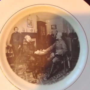 Generals Lee and Grant Collectible Presidential Memorabilia Plate of the Surrender at Appomattox 1865