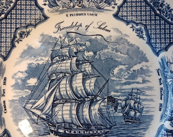 Alfred Meakin Staffordshire England plate Fair Winds  The friendship of Salem