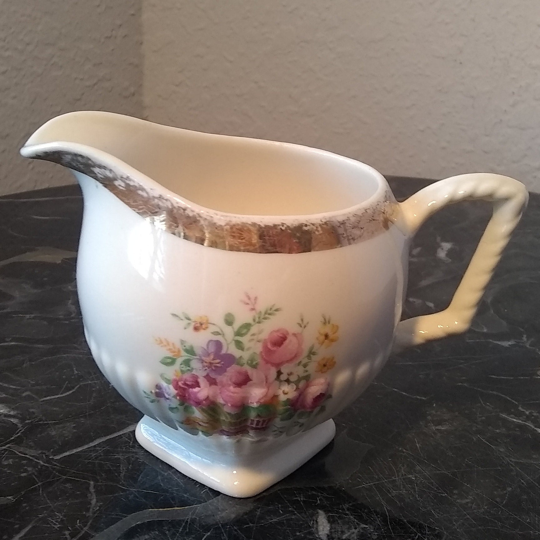 Royal China 1920-1930s National Brotherhood of Operative Potters 22K Gold Etch China Creamer