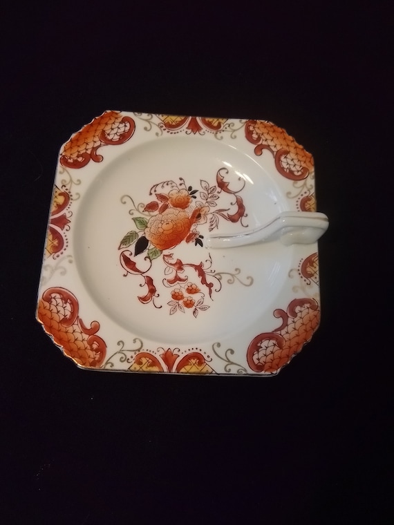 TT Handpainted Made in Japan Porcelain Square Plate With Etsy