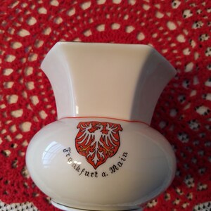 Frankfurt a. Main Hand painted Waldershof FN six-sided white bud vase