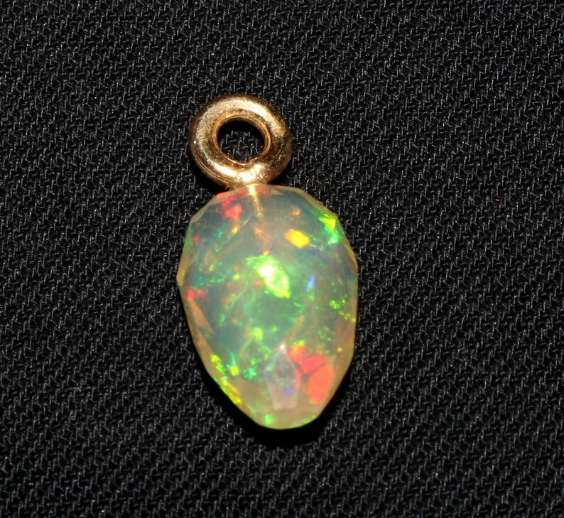 Handmade Jewelry Pendant Welo Fire Opal October Birthstone Faceted Gold Plated Natural Ethiopian Opal Gemstone -Ray Opal Opal Stone