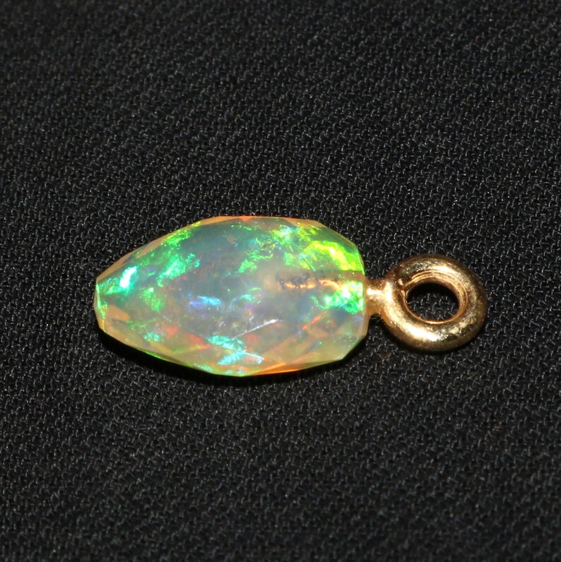 Handmade Jewelry Pendant Welo Fire Opal October Birthstone Faceted Gold Plated Natural Ethiopian Opal Gemstone -Ray Opal Opal Stone
